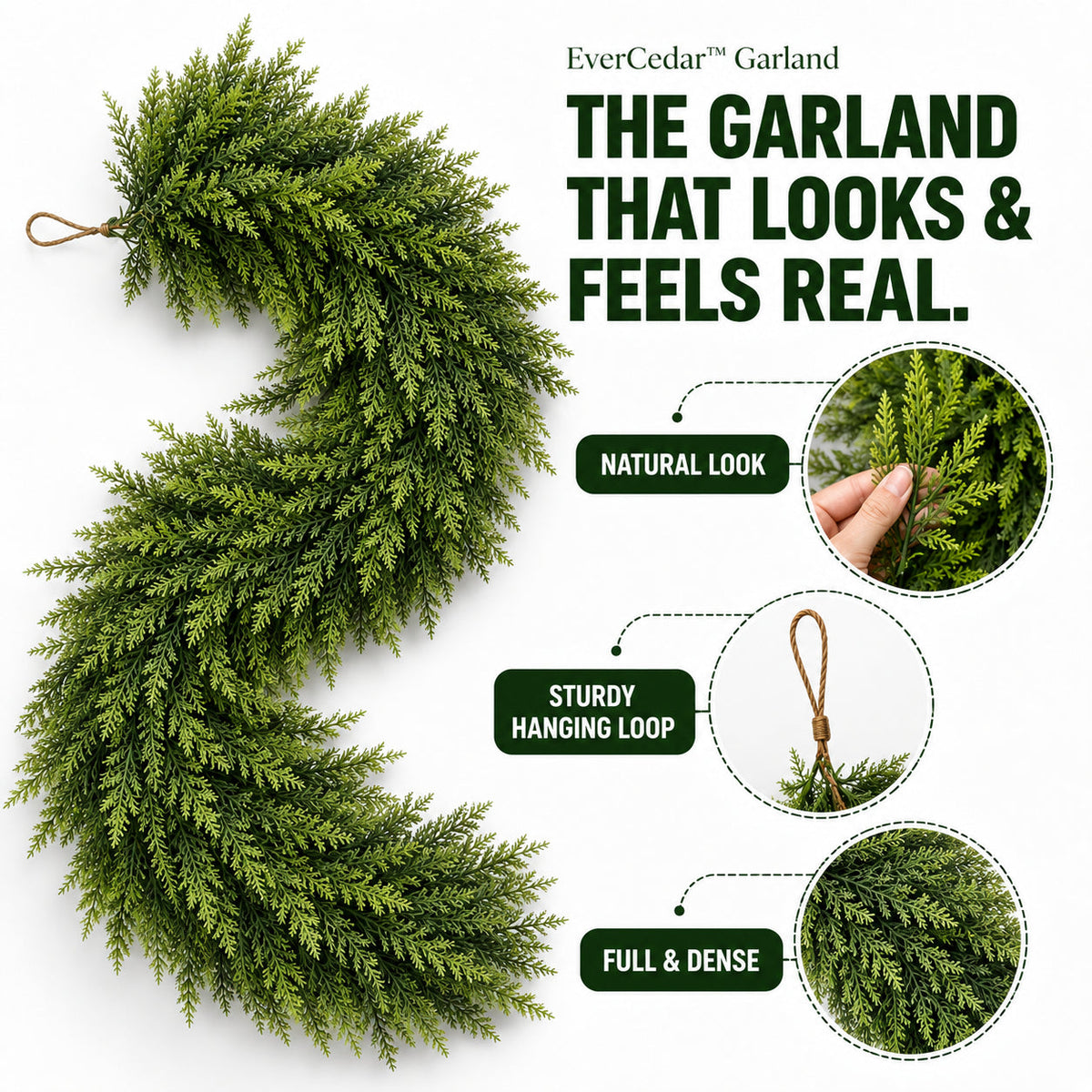 🏆 60,000+ Sold | ✨ Pre-Lit Christmas Cedar Garland — Instant Holiday Glow 🎄