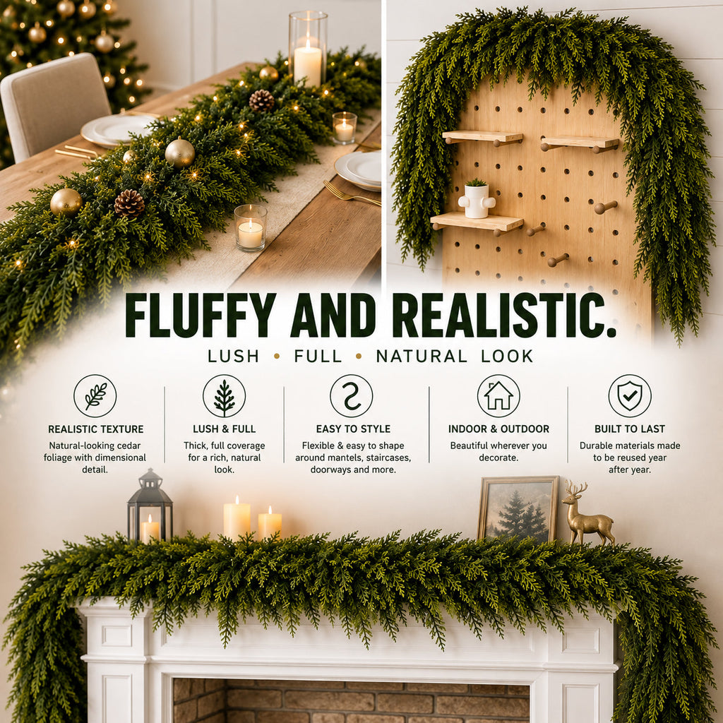 🏆 60,000+ Sold | ✨ Pre-Lit Christmas Cedar Garland — Instant Holiday Glow 🎄