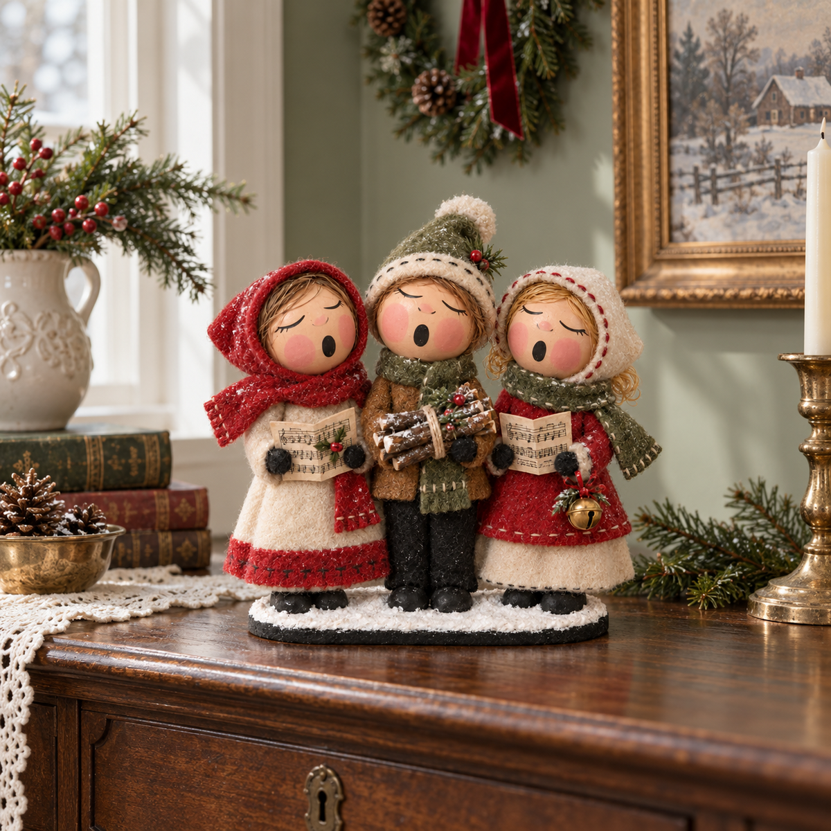 Vintage Christmas Carolers Tabletop Decoration