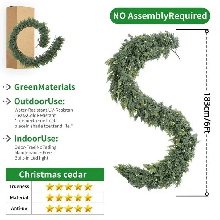 🏆 60,000+ Sold | ✨ Pre-Lit Christmas Cedar Garland — Instant Holiday Glow 🎄