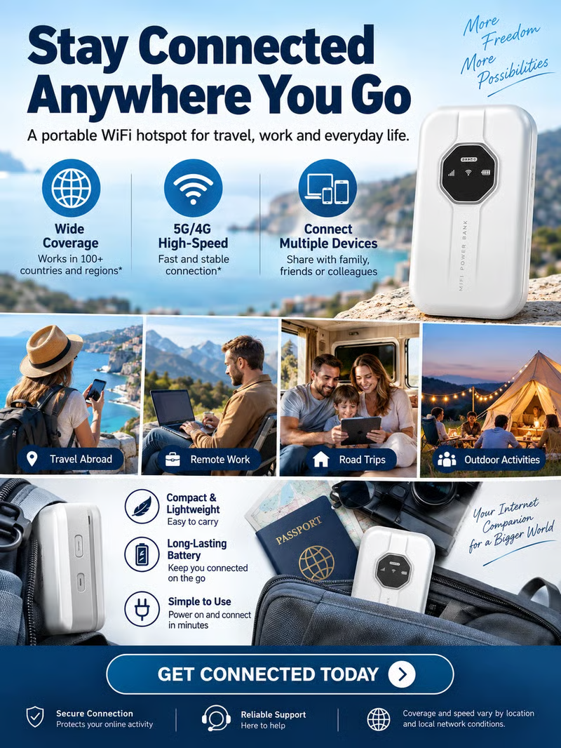 🌎 Portable Wi-Fi — Stay Connected Anywhere, Anytime ⚡