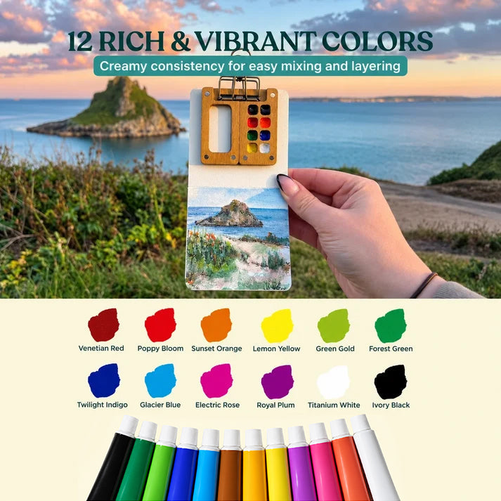 🎨 5-in-1 Pocket Watercolor Travel Kit – Paint Anywhere, Anytime