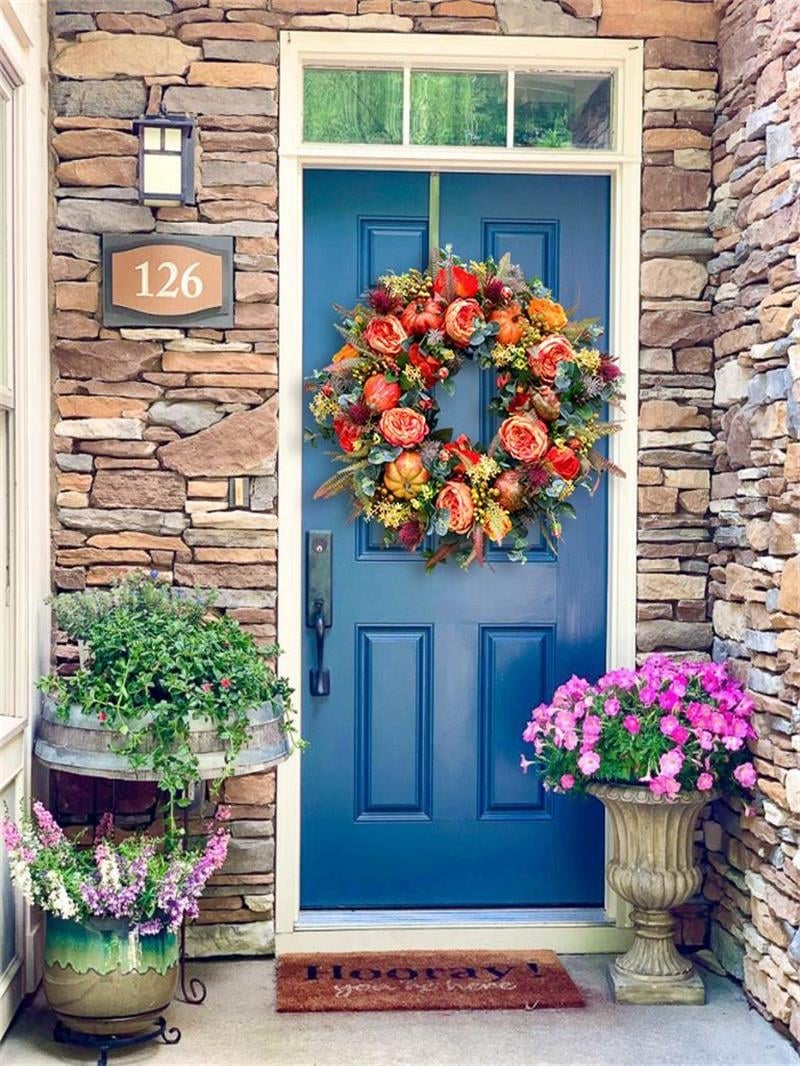 🍂 Handmade Peony & Pumpkin Wreath — Cozy Fall Charm 🎃