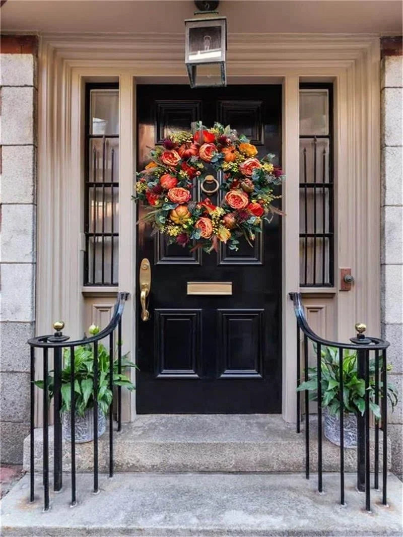 🍂 Handmade Peony & Pumpkin Wreath — Cozy Fall Charm 🎃
